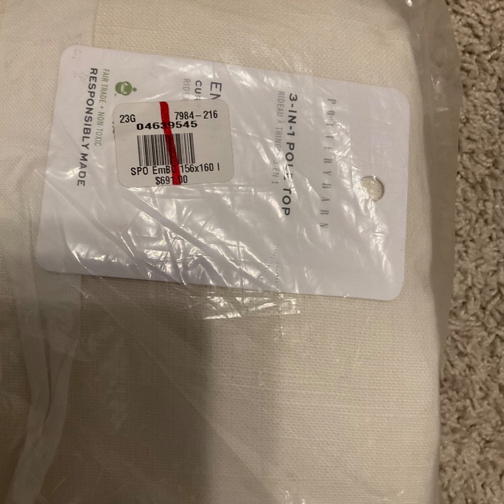 POTTERY BARN CUSTOM EMERY LINEN CURTAIN, IVORY. 156 x 160 - Picture 4 of 6